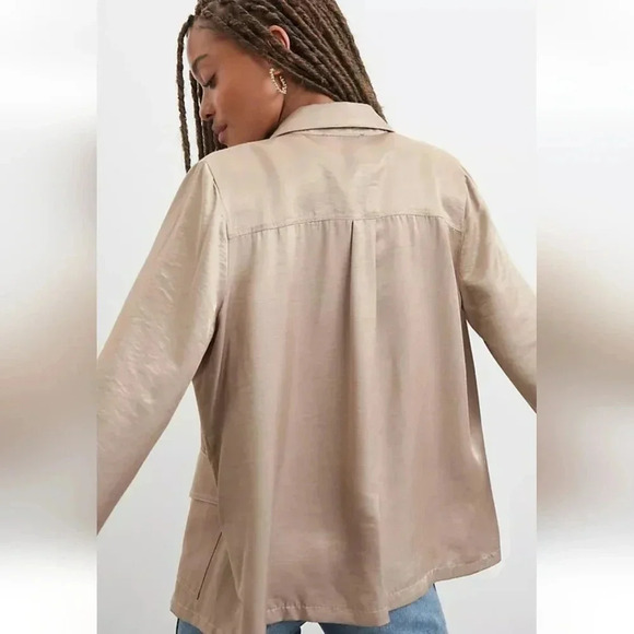 Anthropologie, New, Current Air Clemence Gold Shirt Jacket Shacket, Size Medium - Picture 3 of 13